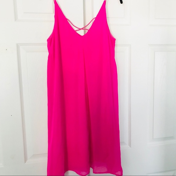 💗SPAGHETTI STRAP BRIGHT PINK DRESS - Picture 2 of 4